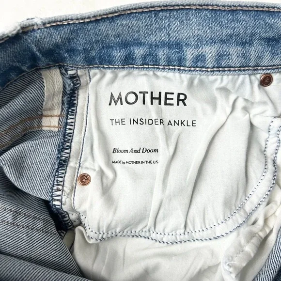 Mother The Insider Ankle Mid Rise Flare Jean Bloom And Doom Distressed Size 29 - Picture 6 of 8